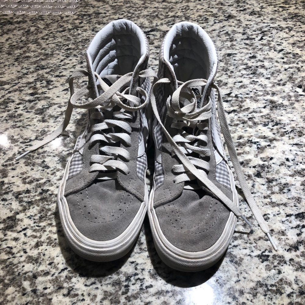 Grey gingham high top vans